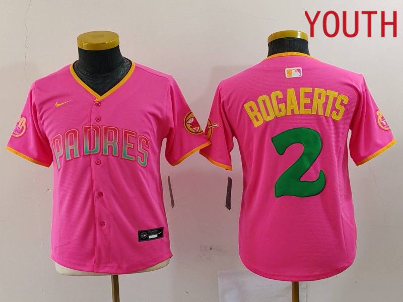 Youth San Diego Padres #2 Bogaerts Pink Joint Name 2024 Nike MLB Jersey style 1